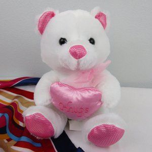 💕Kids Host Pick💕 Plush White Teddy Bear with Satin Heart